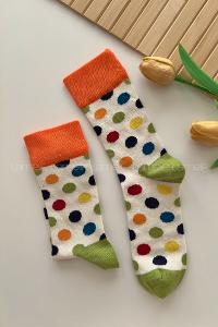 Modalamelif Puantiyeli Soket Çorap Beyaz