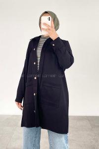 Modalamelif  Körük Cepli Oversize Gömlek Siyah