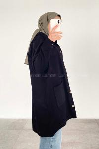 Modalamelif  Körük Cepli Oversize Gömlek Siyah