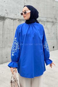 Saxe Mandarin Collar Cotton Printed Tunic