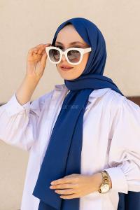 Lamelif Pamuk Caz Şal Koyu Mavi