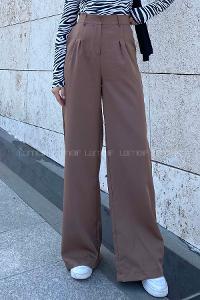 Brown Cotton Fabric High Waist Comfortable Pants