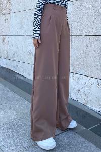 Brown Cotton Fabric High Waist Comfortable Pants