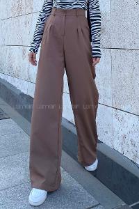 Brown Cotton Fabric High Waist Comfortable Pants