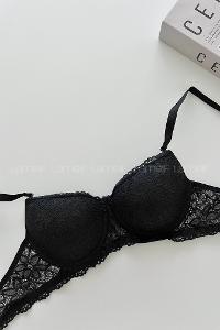 Black Cotton Fabric Underwire Support Bralet
