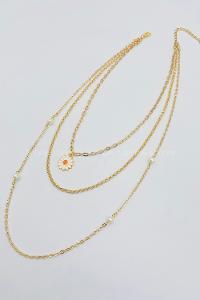 Lamelif Gold 3Lü Kombin Papatyalı Set Kolye