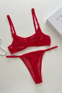 Lamelif Balenli Destekli Tül Kırmızı Takım