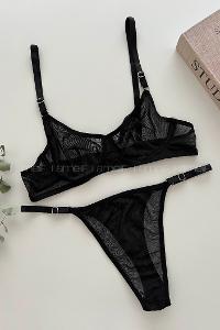 Black Cotton Fabric Underwire Unsupport 