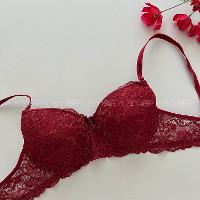 Claret Red Cotton Fabric Underwire Support Bralet