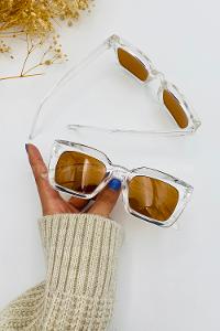 Lamelif Riva Şeffaf Çerçeve Kahve Cam Güneş Gözlüğü