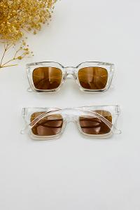 Lamelif Riva Şeffaf Çerçeve Kahve Cam Güneş Gözlüğü