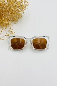 Lamelif Riva Şeffaf Çerçeve Kahve Cam Güneş Gözlüğü