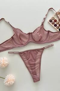 Lamelif Balenli Destekli Tül Pudra Takım