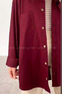 Claret Red Shirt Collar Long Arm Cotton Fabric Unprinted Shirt