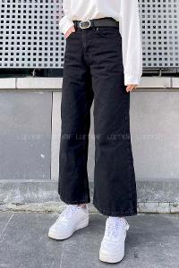 Black Cotton High Waist Denim Pants