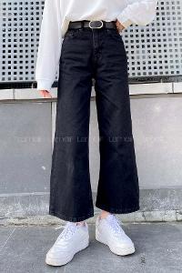 Black Cotton High Waist Denim Pants