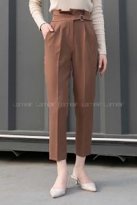 Bitter Brown Cotton Fabric High Waist Comfortable Pants
