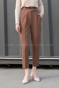 Bitter Brown Cotton Fabric High Waist Comfortable Pants