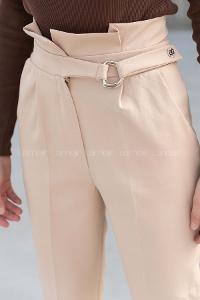 Beige Cotton Fabric High Waist Comfortable Pants