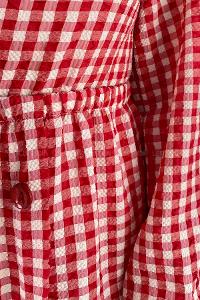 Modalamelif Ekose Desen Elbise Kırmızı