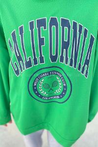 Lamelif California Baskı Detaylı Kapüşonlu Sweatshirt Yeşil