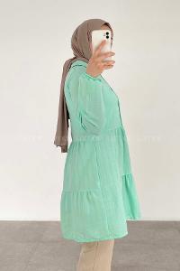 Water Green Shirt Collar Long Arm Unprinted Shirt