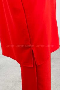 Red Shirt Collar Long Arm Buttoned Ayrobin Regular Trousers Comfortable Suit