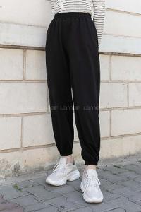 Lamelif Bel Ve Paça Lastikli Eşofman Siyah