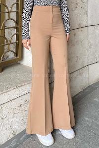 Lamelif Yüksek Bel İspanyol Paça Pantolon Sütlü Kahve