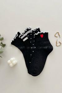 Lamelif  4lü Fırfırlı Desenli Kolej Çorap