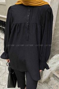 Black Mandarin Collar Long Arm Balloon Sleeve Arm Trousers Comfortable Suit