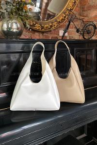 Lamelif Omuz Askılı Deri Görünümlü Kadın Çanta Beyaz