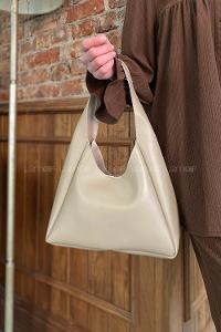 Lamelif Omuz Askılı Deri Görünümlü Kadın Çanta Vizonrengi