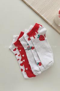 Lamelif 5li Çilek Desen Kolej Çorap