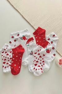 Lamelif 5li Çilek Desen Kolej Çorap