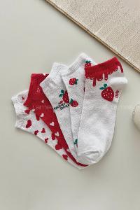Lamelif 5li Çilek Desen Kolej Çorap