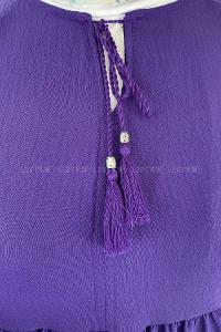 Purble Medium Crew Neck Cotton Fabric Ayrobin Unprinted Dresess