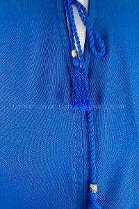 Lamelif Yaka Bağlamalı Katlı Elbise Saks Mavisi