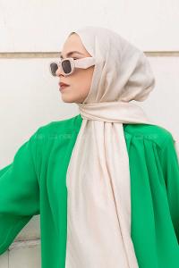 Beige Viscose Fabric Printed Shawl