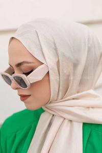 Beige Viscose Fabric Printed Shawl