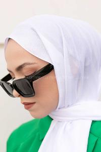 White Viscose Fabric Printed Shawl