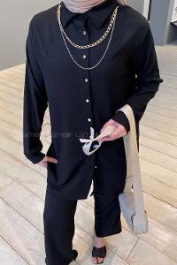 Lamelif Kolyeli Bürümcük Takım Siyah