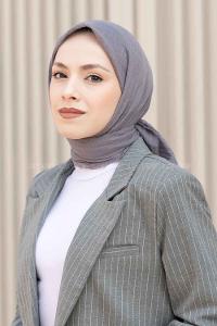 Gray Black Cotton Fabric Straight Scarf