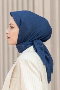 Indigo Khaki Cotton Fabric Straight Scarf