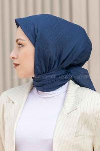 Indigo Khaki Cotton Fabric Straight Scarf