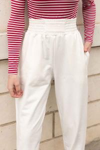 White Regular Trousers Elastic Waist Regular Cut Bottom Tracksuit
