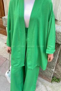 Green-2 Scarf Neck Bat Sleeve Arm Linen Elastic Trousers Linen Comfortable Suit