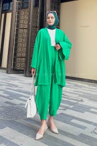 Lamelif Kimono İkili Tesettür Takım Yeşil