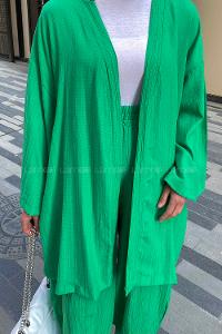 Lamelif Kimono İkili Tesettür Takım Yeşil