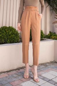 Brown With Milk Cotton Fabric High Waist Comfortable Pants